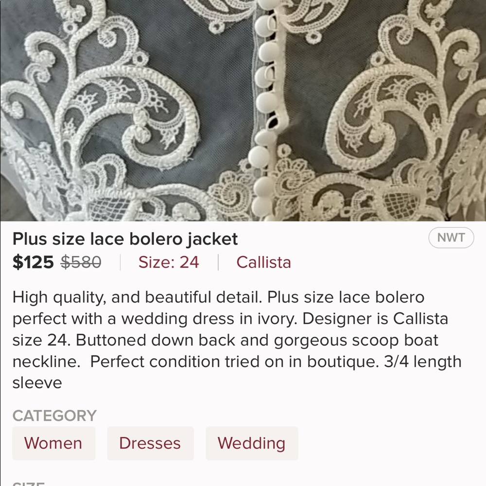 Plus size lace bolero jacket - Picture 6 of 6